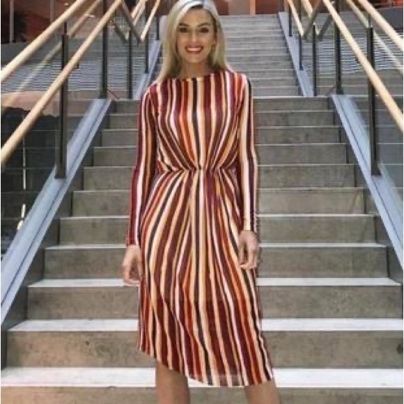 Zara Multicoloured Orange Midi Dress - Picture 3 of 4